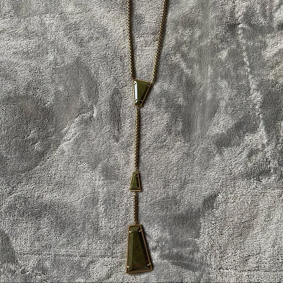 Kendra Scott Epidote & Gold-Plated Geometric Collins Lariat Necklace - Picture 4 of 4